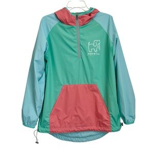 PUPPY LOVE Hooded Quarter Zip Windbreaker Jacket